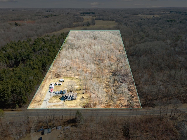 aerial view featuring a forest view