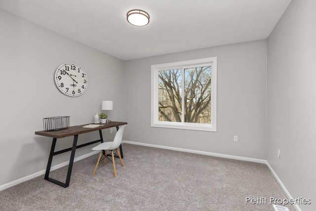 office area with baseboards and carpet