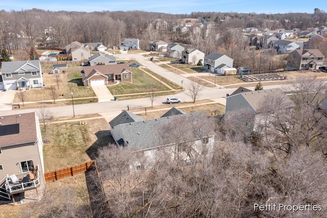 drone / aerial view with a residential view