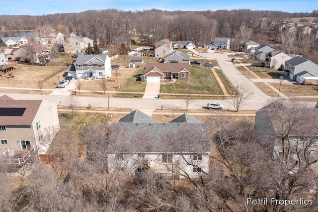 aerial view with a residential view