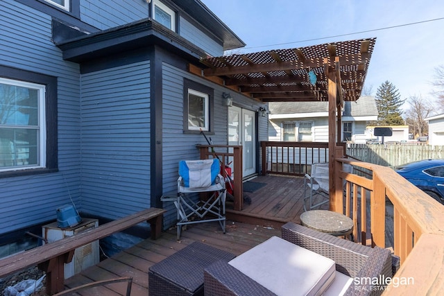 deck featuring a pergola