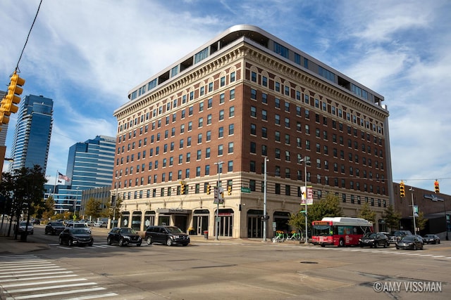 view of building exterior with a view of city