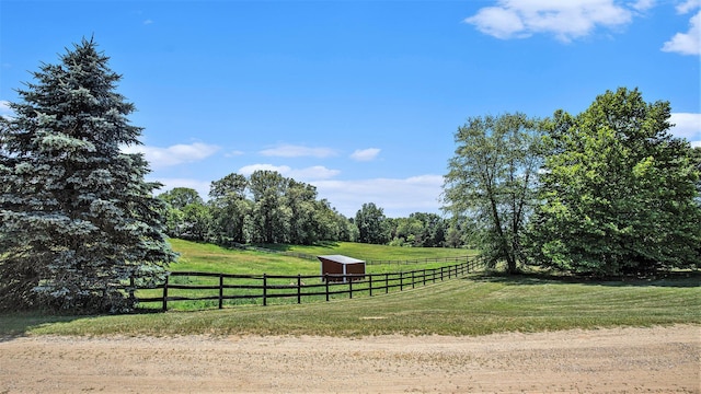 exterior space with a rural view