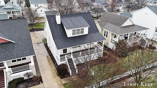 bird's eye view with a residential view