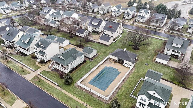 aerial view with a residential view