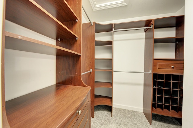 spacious closet featuring carpet floors