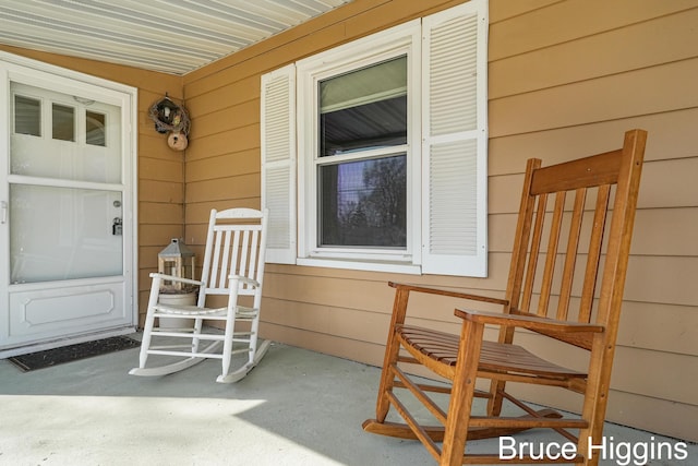 view of patio featuring a porch