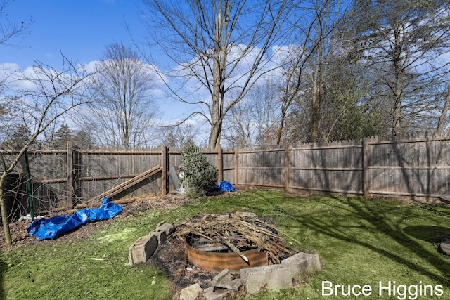 view of yard with a fenced backyard