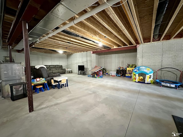 view of unfinished basement