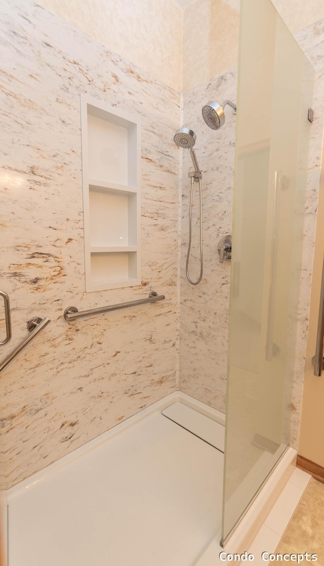 full bathroom with a stall shower