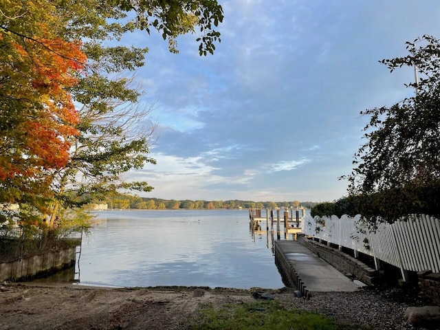 view of dock featuring a water view