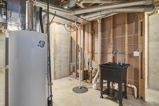 unfinished below grade area with gas water heater