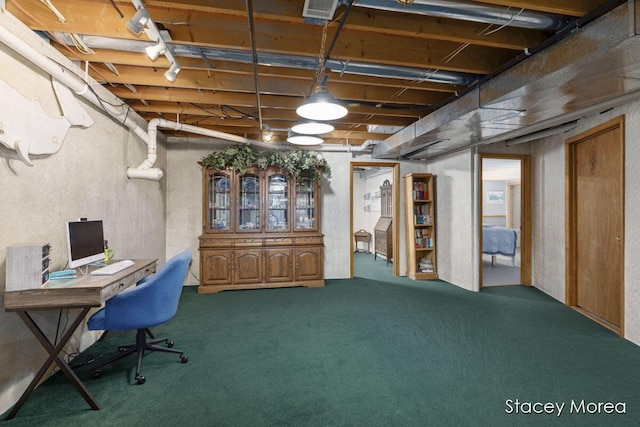 unfurnished office with carpet flooring