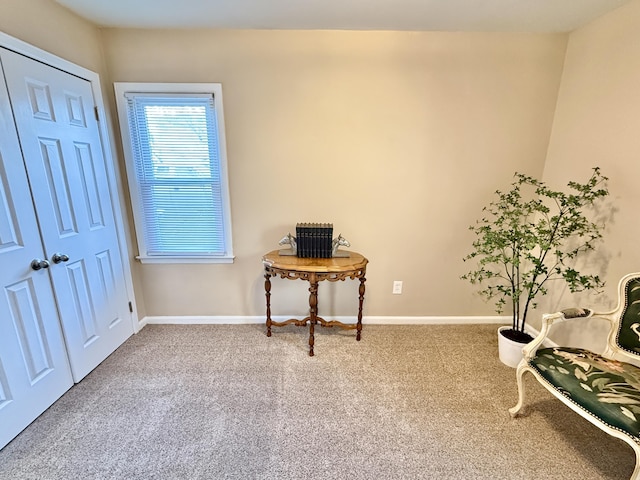 interior space featuring carpet and baseboards