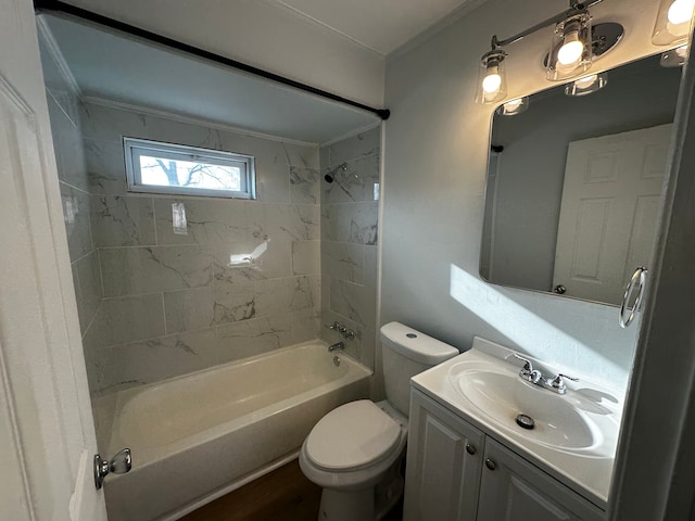 full bathroom with vanity, toilet, and shower / bath combination