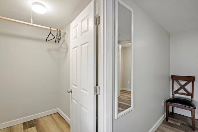 spacious closet featuring light wood finished floors