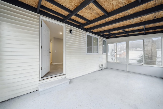 view of unfurnished sunroom