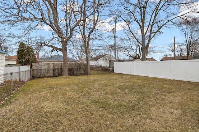 view of yard featuring a fenced backyard