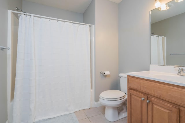 bathroom with tile patterned floors, toilet, and vanity