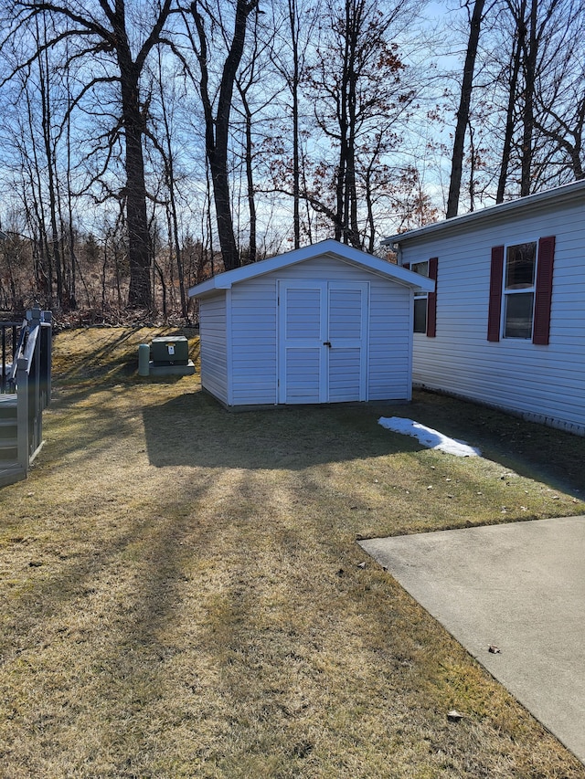 garage with a storage shed