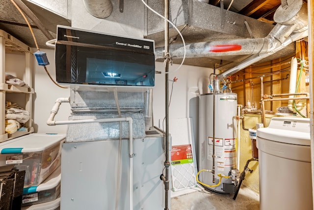 utilities featuring gas water heater and heating unit