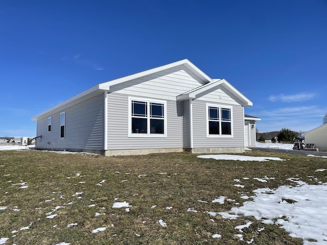 view of snow covered property