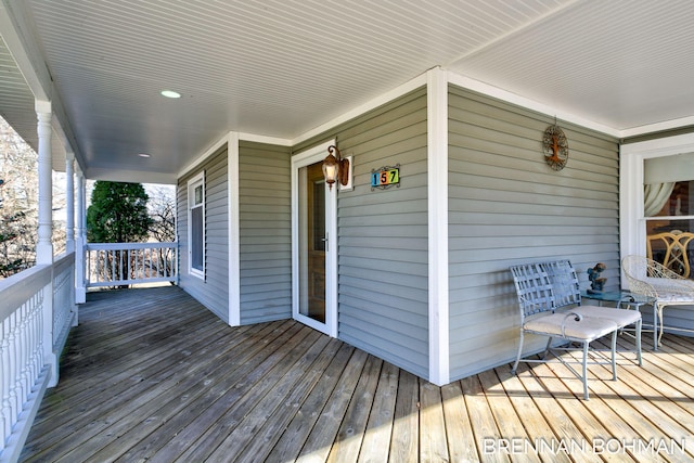 deck with a porch