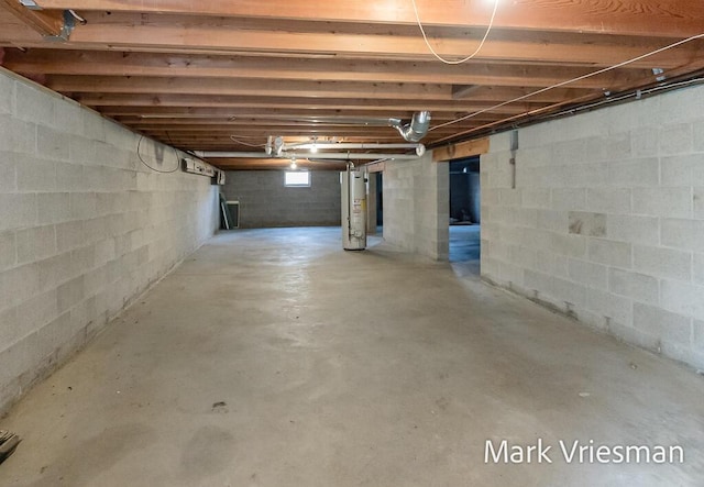 basement with gas water heater