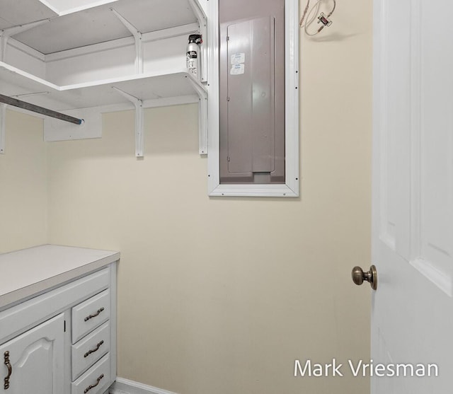 spacious closet featuring electric panel