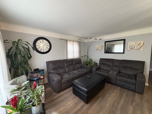 living area with wood finished floors