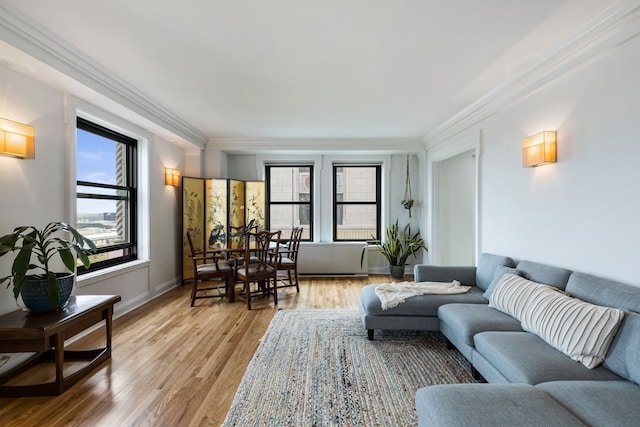 15 E Kirby St Unit 1104, Detroit, MI 48202 - living area featuring ornamental molding and light wood-type flooring