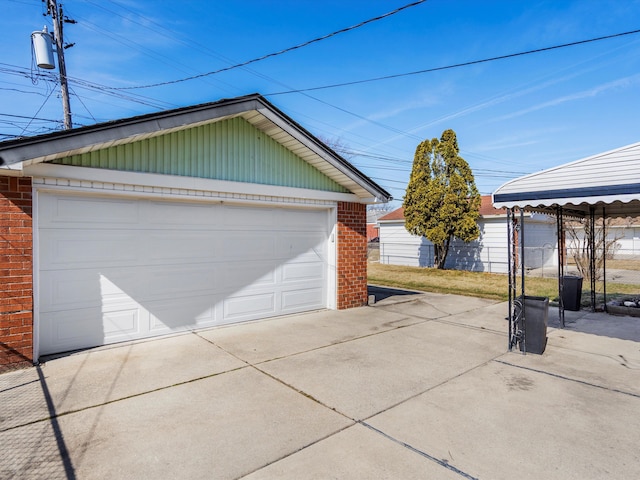 view of detached garage