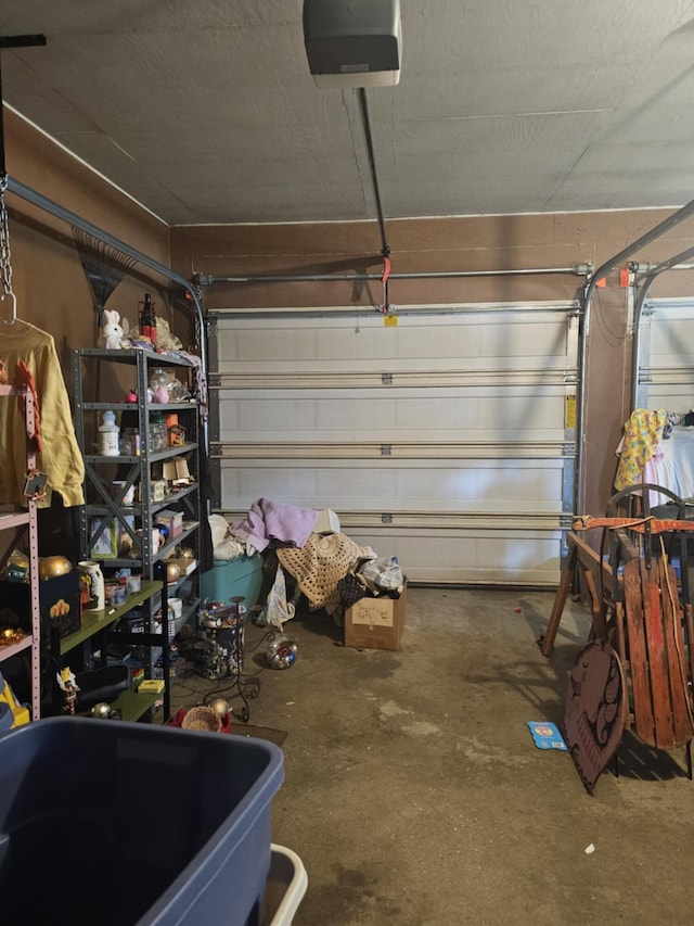 garage with a garage door opener