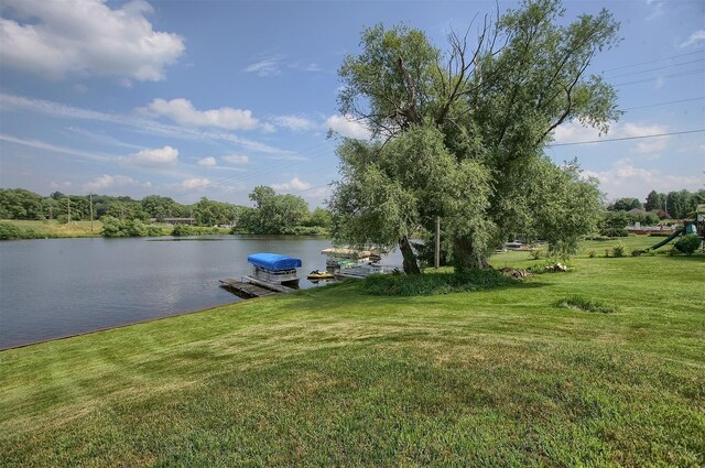 water view with a boat dock