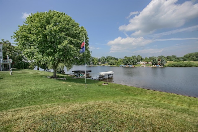 property view of water featuring a boat dock