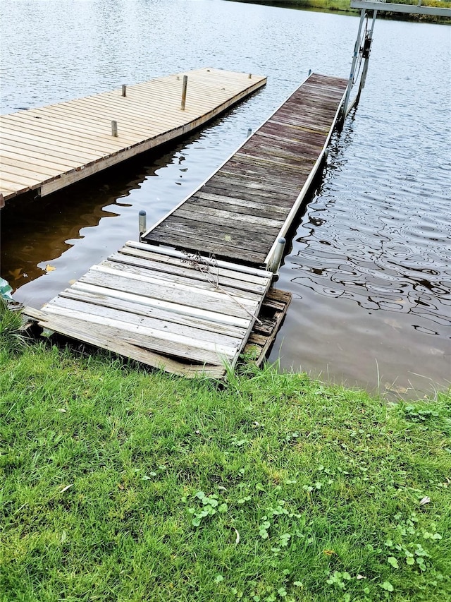 view of dock featuring a water view