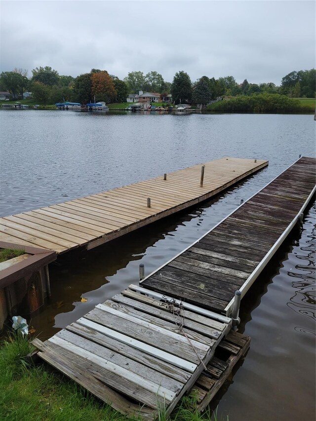 dock area featuring a water view