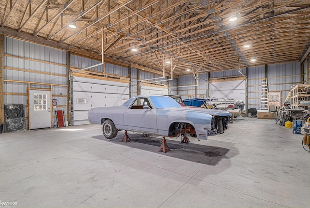 garage featuring metal wall