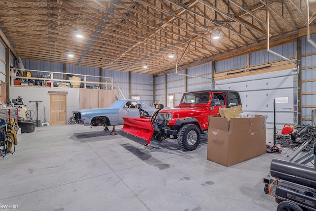 garage featuring metal wall