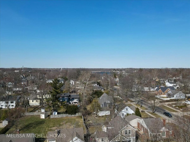 bird's eye view featuring a residential view