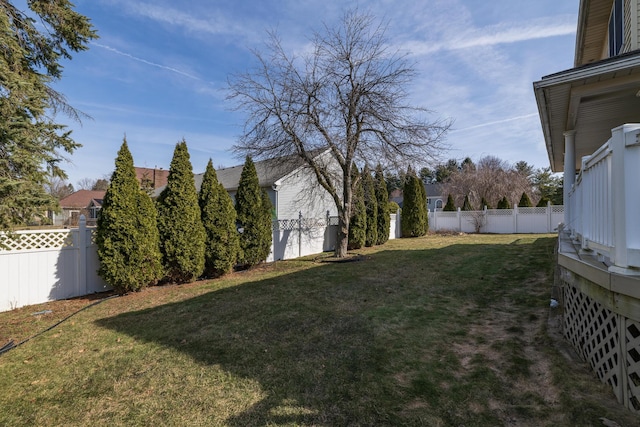 view of yard featuring a fenced backyard