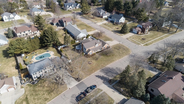 birds eye view of property with a residential view