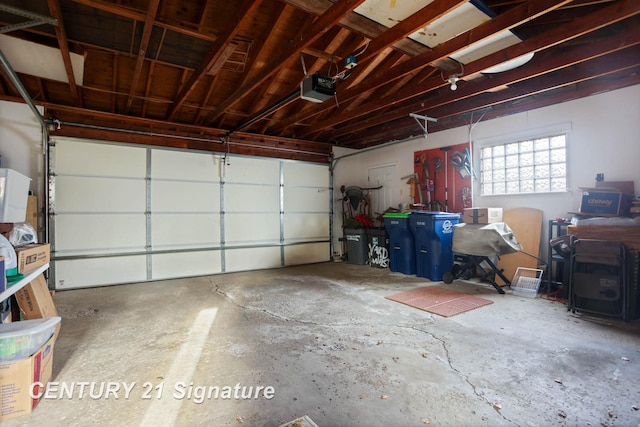 garage with a garage door opener