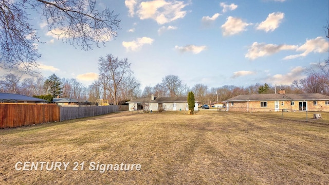 view of yard with a fenced backyard