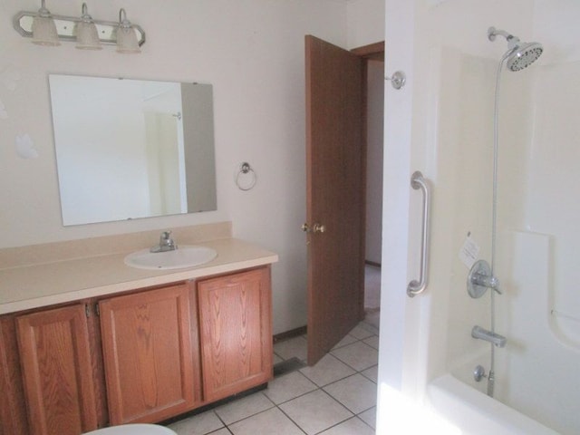 full bathroom featuring tile patterned floors, shower / bathing tub combination, and vanity