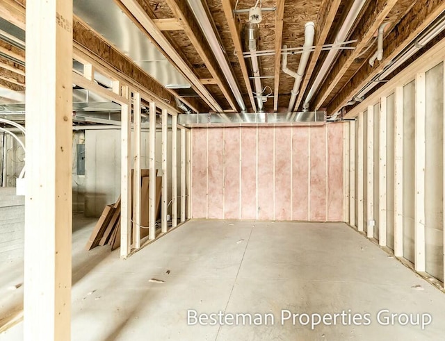 view of unfinished basement