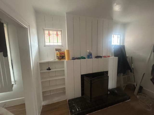 living area with wood finished floors