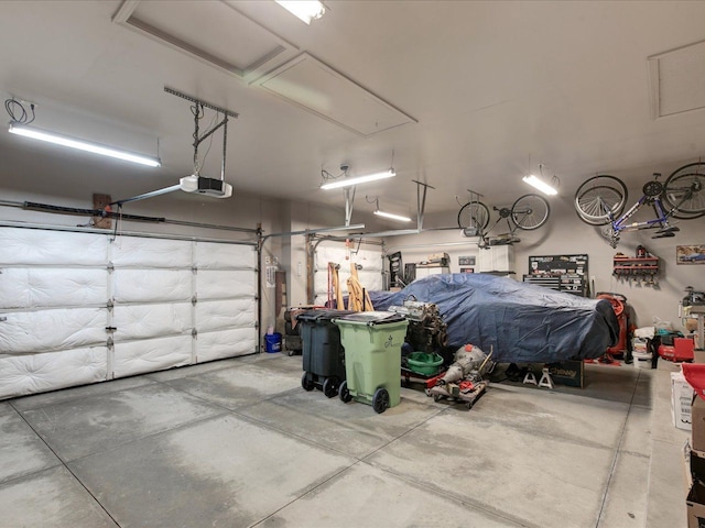 garage with a garage door opener