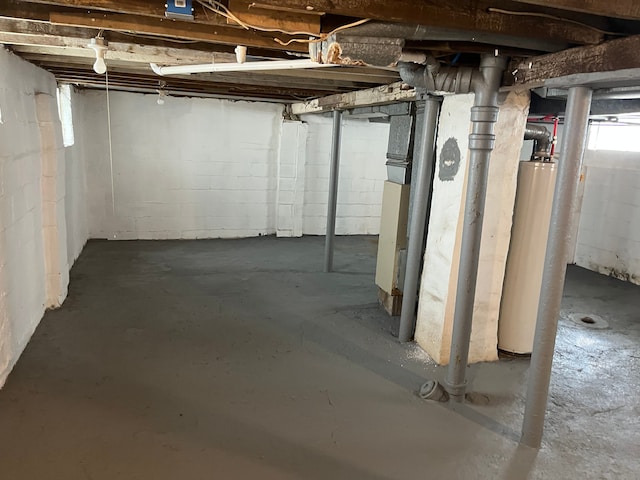 basement with gas water heater