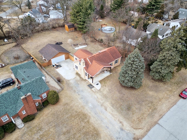 aerial view with a residential view